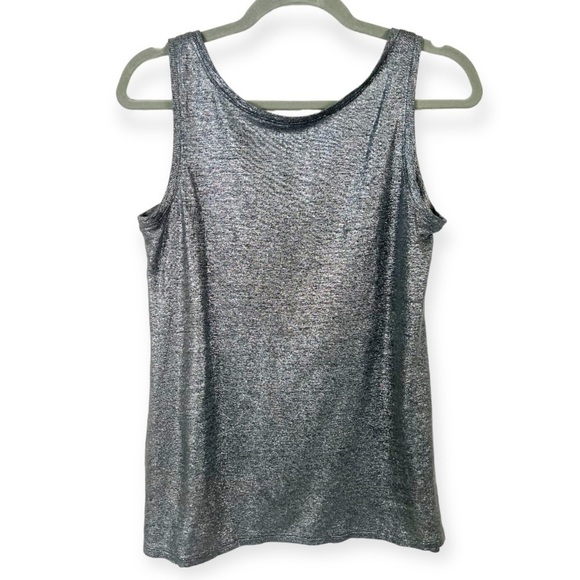 Eileen Fisher Linen Metallic Shimmer Tank Top XS Gray - Picture 2 of 5
